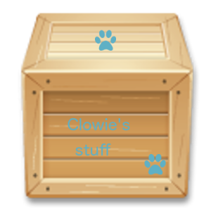 Wooden box labelled Clowie's stuff